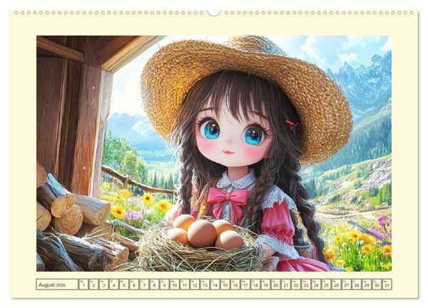 Produktbild: Kleine Cowgirls. Niedliche M&auml;dchen mit tierischen Freunden (hochwertiger Premium Wandkalender 2026 DIN A2 quer), Kunstdruck in Hochglanz