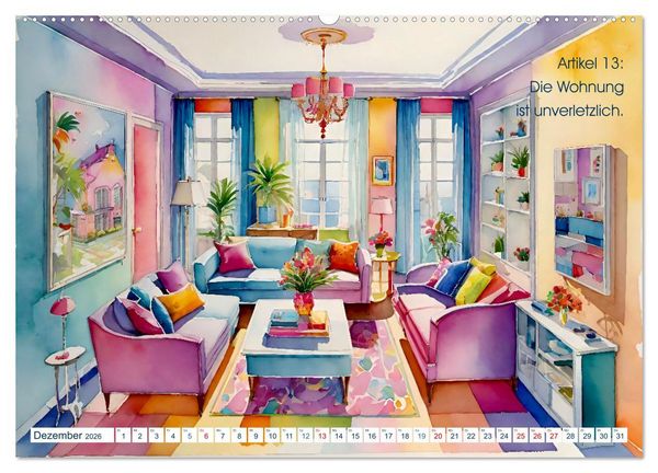 Produktbild: Unsere Grundrechte (Wandkalender 2026 DIN A2 quer), CALVENDO Monatskalender