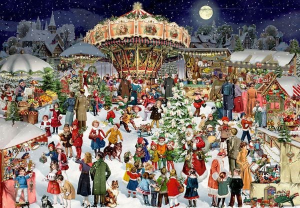 Produktbild: Puzzle-Adventskalender &ndash; Nostalgischer Weihnachtsmarkt