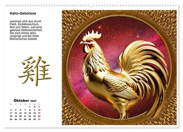 Produktbild: Chinesische Sternzeichen (hochwertiger Premium Wandkalender 2027 DIN A2 quer), Kunstdruck in Hochglanz