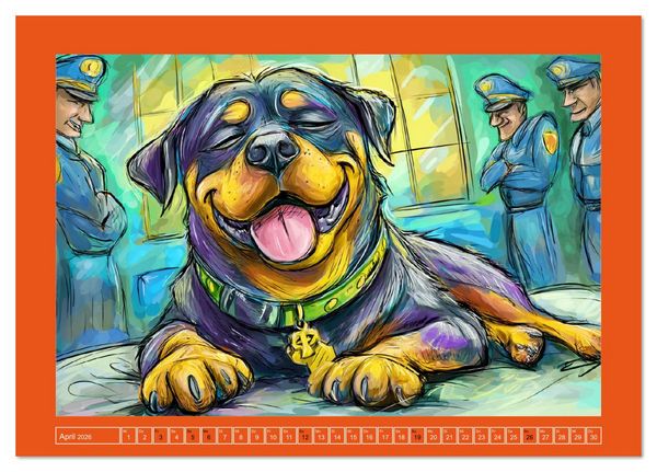 Produktbild: Rotti im Dienst. Hundeeinsatz mit Humor und Witz (Tischkalender 2026 DIN A5 quer), CALVENDO Monatskalender