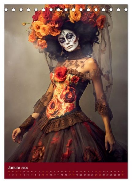 Produktbild: Dia de Muertos Kreative Portr&auml;ts in Festanlehnung (Tischkalender 2026 DIN A5 hoch), CALVENDO Monatskalender