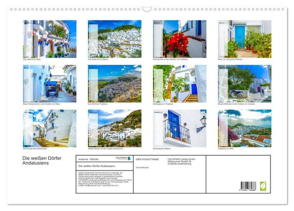 Produktbild: Die wei&szlig;en D&ouml;rfer Andalusiens (Wandkalender 2026 DIN A2 quer), CALVENDO Monatskalender