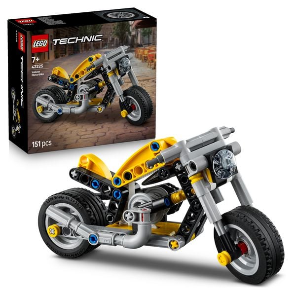 LEGO Technic 42225 Gelbes Motorrad, Spielzeug für Kinder ab 7 Jahren