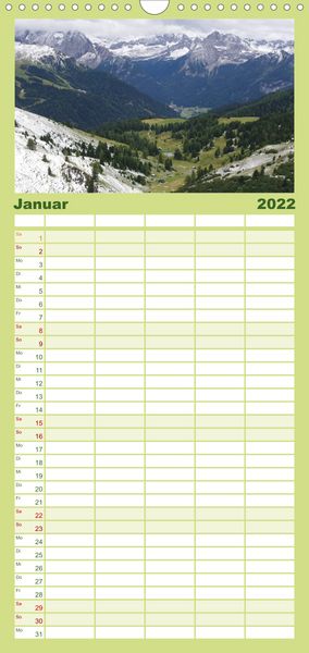 Produktbild: Familienplaner S&uuml;dtirol 2022 (Wandkalender 2022 , 21 cm x 45 cm, hoch)