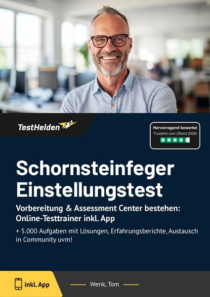 Produktbild: Schornsteinfeger Einstellungstest: Vorbereitung & Assessment Center bestehen: Online-Testtrainer inkl. App