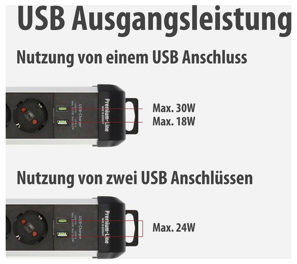 Produktbild: Brennenstuhl 1391030611 Steckdosenleiste mit Schalter Silber, Schwarz Schutzkontakt 1St.