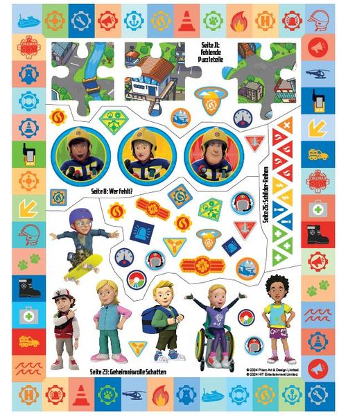 Produktbild: Feuerwehrmann Sam: 500 Sticker - Stickern - R&auml;tseln - Ausmalen