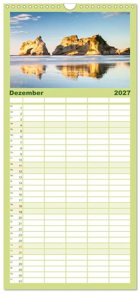 Produktbild: Familienplaner 2027 - Der S&uuml;den Neuseelands: Berge, Seen und traumhafte K&uuml;sten mit 5 Spalten (Wandkalender, 21 x 45 cm) CALVENDO