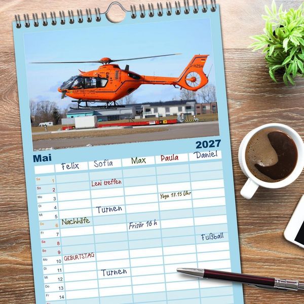Produktbild: Familienplaner 2027 - Helikopter in der Luft 2.0 mit 5 Spalten (Wandkalender, 21 x 45 cm) CALVENDO
