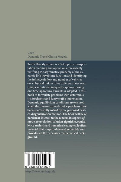 Produktbild: Dynamic Travel Choice Models