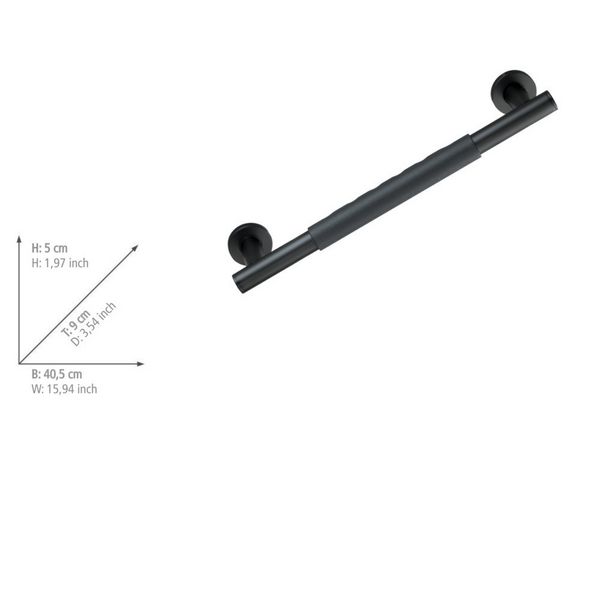 Produktbild: Wandhaltegriff Mod. Secura 40,5 cm Schwarz, Bauart gepr&uuml;ft