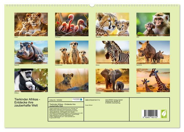 Produktbild: Tierkinder Afrikas - Entdecke ihre zauberhafte Welt (hochwertiger Premium Wandkalender 2026 DIN A2 quer), Kunstdruck in Hochglanz