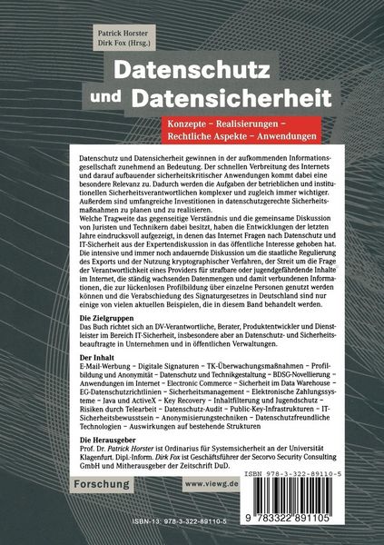 Produktbild: Datenschutz und Datensicherheit
