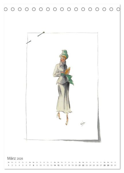 Produktbild: FIGURINEN 2026 - Fashion von 1949 - Originale von Elina Ruffinengo (Tischkalender 2026 DIN A5 hoch), CALVENDO Monatskalender