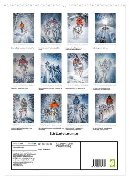 Produktbild: Schlittenhunderennen (hochwertiger Premium Wandkalender 2026 DIN A2 hoch), Kunstdruck in Hochglanz