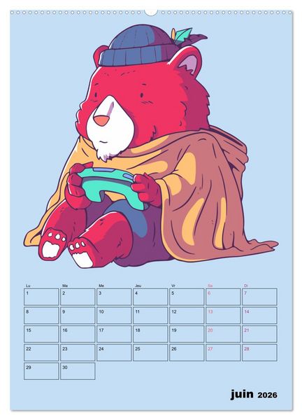 Produktbild: Animaux Gamers Amusants (Calendrier mural 2026 DIN A2 horizontal) calendrier de bureau