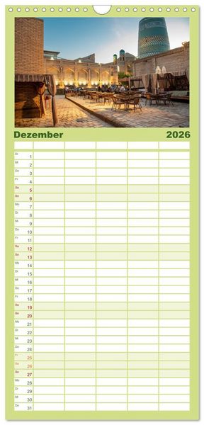Produktbild: Familienplaner 2026 - Usbekistan und seine Kultursch&auml;tze mit 5 Spalten (Wandkalender, 21 x 45 cm) CALVENDO