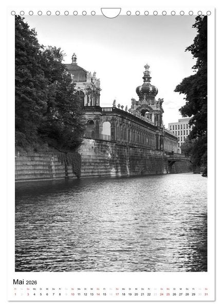 Produktbild: Dresden Traumstadt in Schwarz-Wei&szlig; (Wandkalender 2026 DIN A4 hoch), CALVENDO Monatskalender