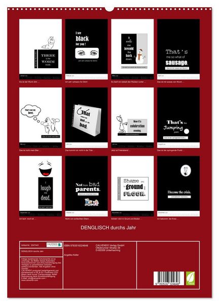 Produktbild: DENGLISCH durchs Jahr (hochwertiger Premium Wandkalender 2026 DIN A2 hoch), Kunstdruck in Hochglanz