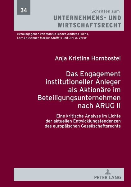 Produktbild: Das Engagement institutioneller Anleger als Aktionaere im Beteiligungsunternehmen nach ARUG II