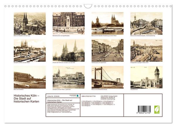 Produktbild: Historisches K&ouml;ln &ndash; Die Stadt auf historischen Karten (Wandkalender 2026 DIN A3 quer), CALVENDO Monatskalender