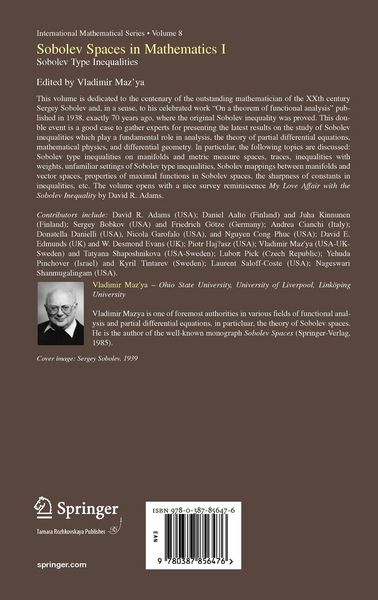Produktbild: Sobolev Spaces in Mathematics I