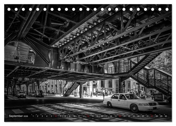 Produktbild: CHICAGO Monochrom (Tischkalender 2026 DIN A5 quer), CALVENDO Monatskalender