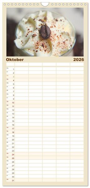 Produktbild: Familienplaner 2026 - Der Kaffee ist fertig mit 5 Spalten (Wandkalender, 21 x 45 cm) CALVENDO