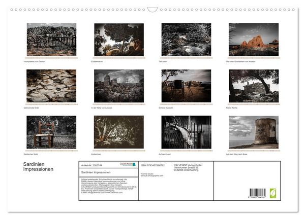 Produktbild: Sardinien Impressionen (Wandkalender 2026 DIN A2 quer), CALVENDO Monatskalender