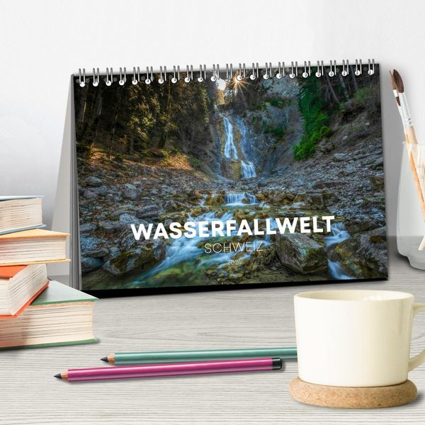 Produktbild: Wasserfallwelt Schweiz (Tischkalender 2026 DIN A5 quer), CALVENDO Monatskalender