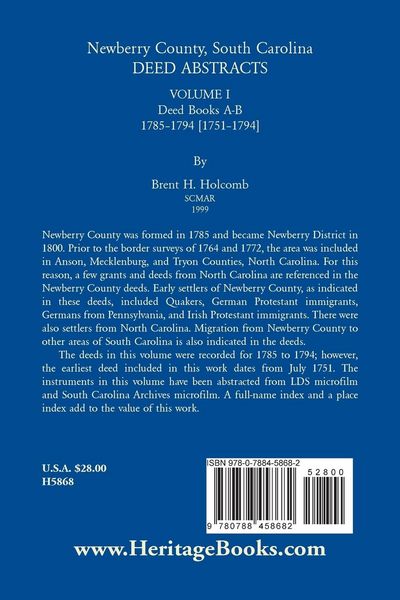Produktbild: Newberry, County, South Carolina Deed Abstracts, Volume I