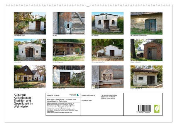 Produktbild: Kulturgut Kellergassen - Tradition und Geselligkeit im Weinviertel (Wandkalender 2026 DIN A2 quer), CALVENDO Monatskalender