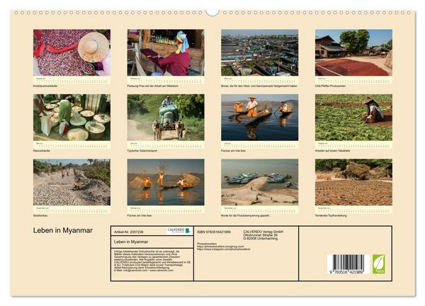 Produktbild: Leben in Myanmar (hochwertiger Premium Wandkalender 2026 DIN A2 quer), Kunstdruck in Hochglanz