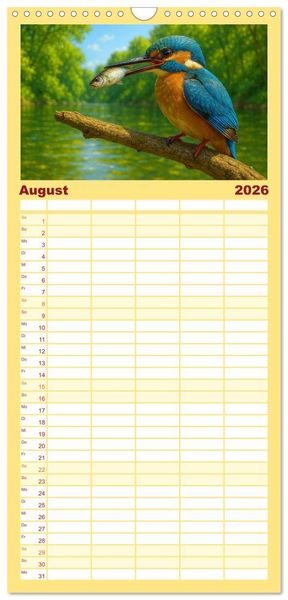 Produktbild: Familienplaner 2026 - Eisvogeltr&auml;ume am Wasser mit 5 Spalten (Wandkalender, 21 x 45 cm) CALVENDO