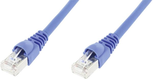 Telegärtner 100008646 RJ45 Netzwerkkabel, Patchkabel CAT 6a S/FTP 5.00m Blau Flammwidrig, mit Rastnasenschutz, Flammwidr