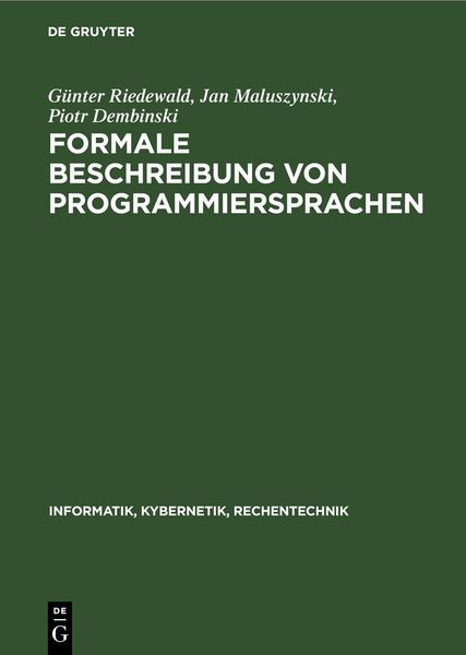 Produktbild: Formale Beschreibung von Programmiersprachen