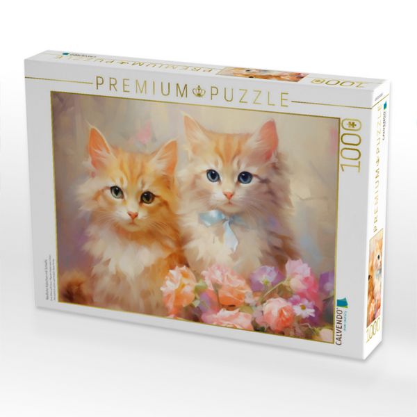 Produktbild: CALVENDO Puzzle Niedliche K&auml;tzchen mit Schleife | 1000 Teile Lege-Gr&ouml;&szlig;e 64x48cm Foto-Puzzle f&uuml;r gl&uuml;ckliche Stunden