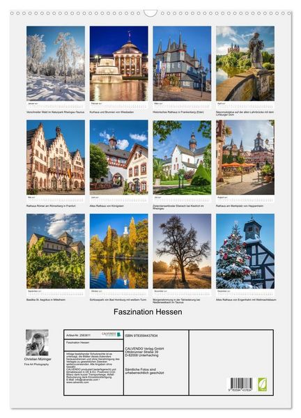 Produktbild: Faszination Hessen (Wandkalender 2027 DIN A2 hoch), CALVENDO Monatskalender