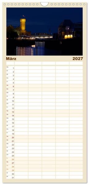 Produktbild: Familienplaner 2027 - K&ouml;ln bei Nacht mit 5 Spalten (Wandkalender, 21 x 45 cm) CALVENDO