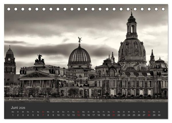 Produktbild: Dresden Schwarz Weiss 2026 (Tischkalender 2026 DIN A5 quer), CALVENDO Monatskalender