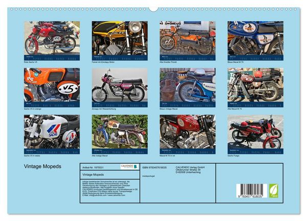 Produktbild: Vintage Mopeds (Wandkalender 2026 DIN A2 quer), CALVENDO Monatskalender