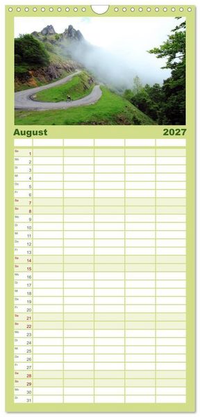 Produktbild: Familienplaner 2027 - Pyren&auml;enp&auml;sse mit dem Rennrad 2027 mit 5 Spalten (Wandkalender, 21 x 45 cm) CALVENDO