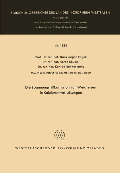 Produktbild: Die Spannungsri&szlig;korrosion von Weicheisen in Kalziumnitrat-L&ouml;sungen