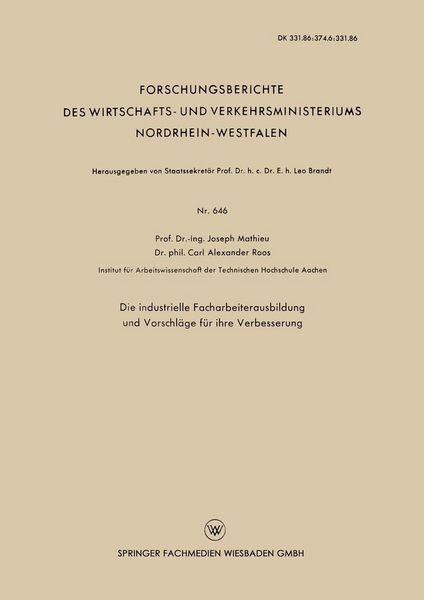 Produktbild: Die industrielle Facharbeiterausbildung und Vorschl&auml;ge f&uuml;r ihre Verbesserung