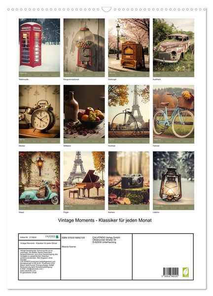 Produktbild: Vintage Moments - Klassiker f&uuml;r jeden Monat (Wandkalender 2026 DIN A2 hoch), CALVENDO Monatskalender