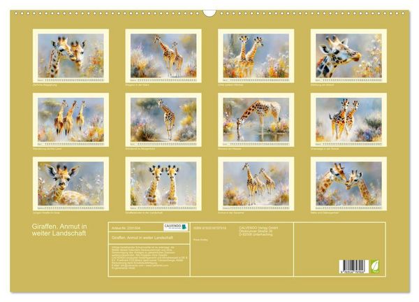 Produktbild: Giraffen. Anmut in weiter Landschaft (Wandkalender 2027 DIN A2 quer), CALVENDO Monatskalender