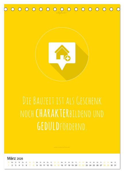 Produktbild: vollgeherzt: Der besondere Kalender f&uuml;r Bauherren mit motivierenden Hausbauzitaten (Tischkalender 2026 DIN A5 hoch), CALVENDO Monatskalender