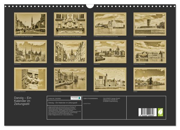 Produktbild: Danzig &ndash; Ein Kalender im Zeitungsstil (Wandkalender 2027 DIN A3 quer), CALVENDO Monatskalender
