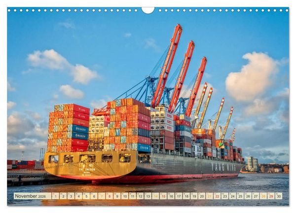Produktbild: Containerschiffe auf der Elbe (Wandkalender 2026 DIN A3 quer), CALVENDO Monatskalender